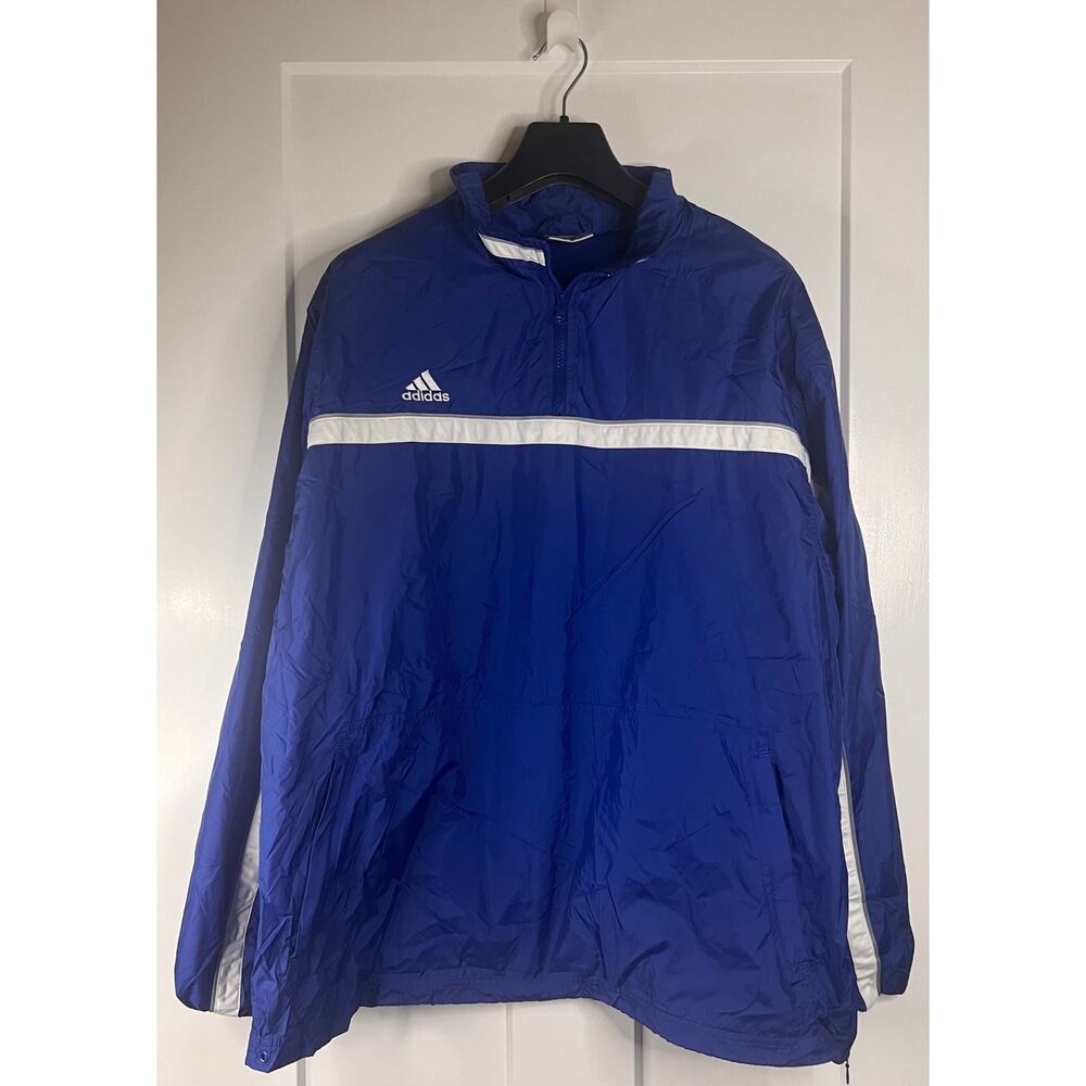 Adidas 1/4 zip Windbreaker Jacket Large Mens Blue